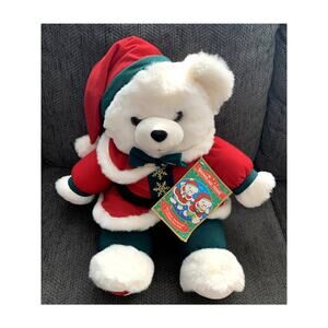 1995 Dan Dee Snowflake Teddy Bear Christmas Holiday White Stuffed Plush 18"
